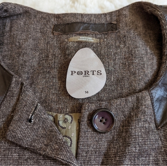 Vintage PORTS 1961  jacket coat blazer brown women's designer size 14 - Picture 5 of 9